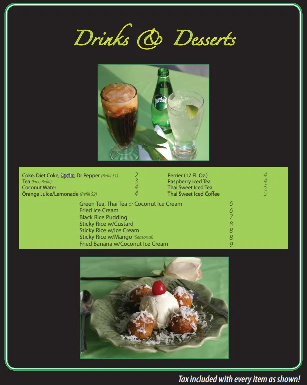 Preview of the Drinks & Desserts menu page from 2022