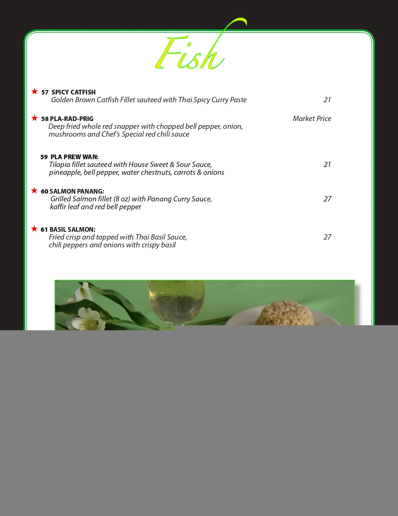 Preview of the Fish menu page from 2023
